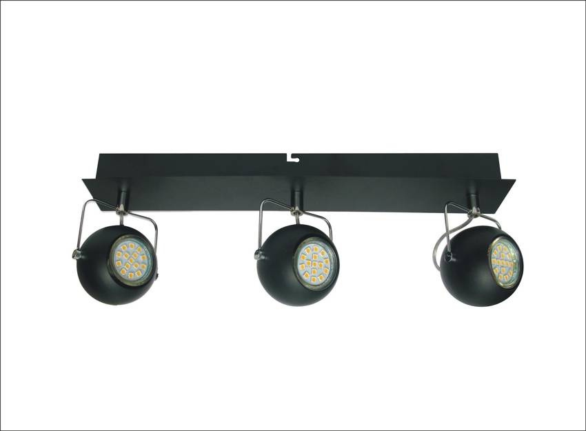 Czarna lampa ścienna LED na listwie do salonu TONY metal