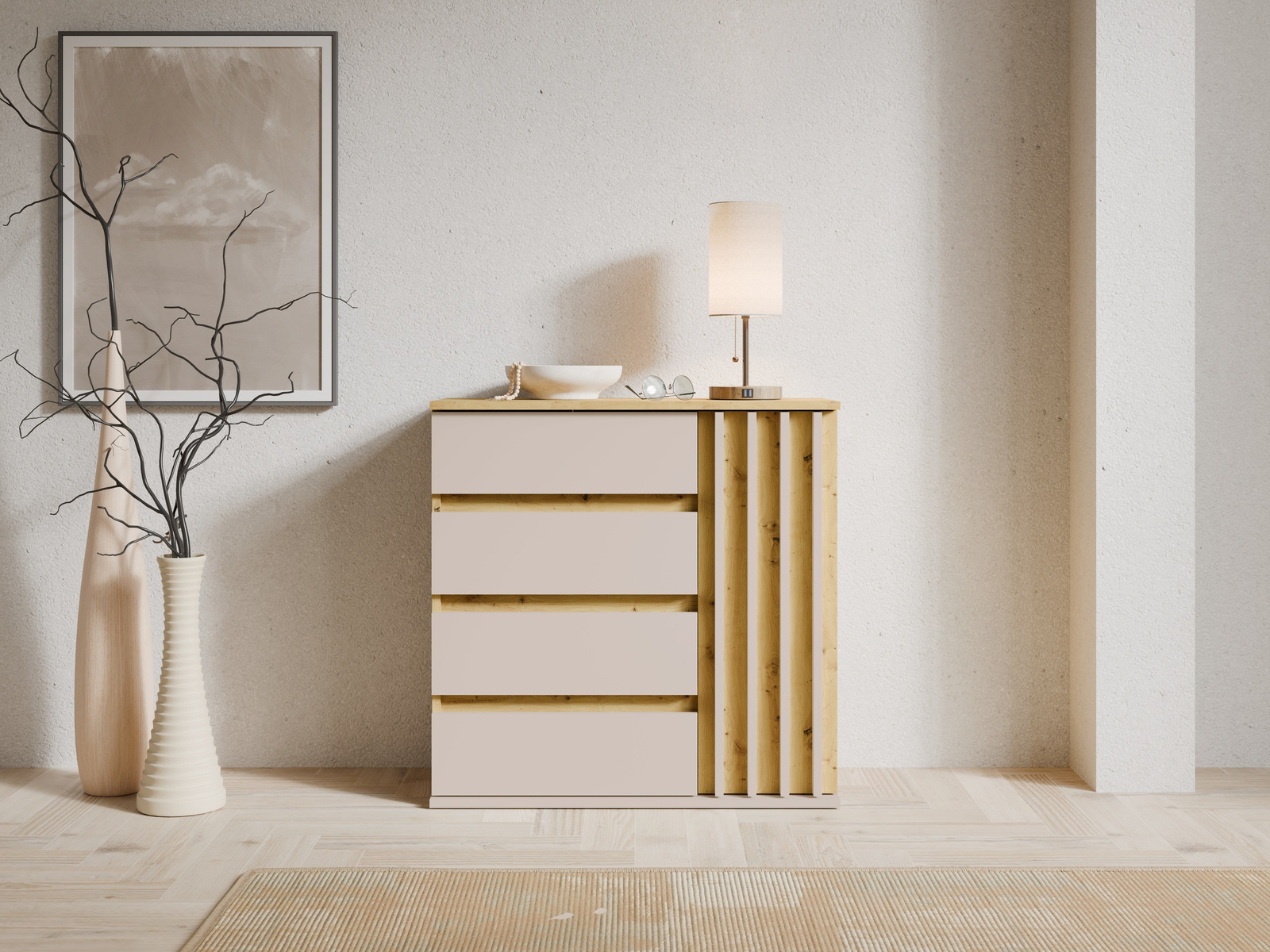 Komoda z szufladami 80 cm do przedpokoju DORIOS z lamelami