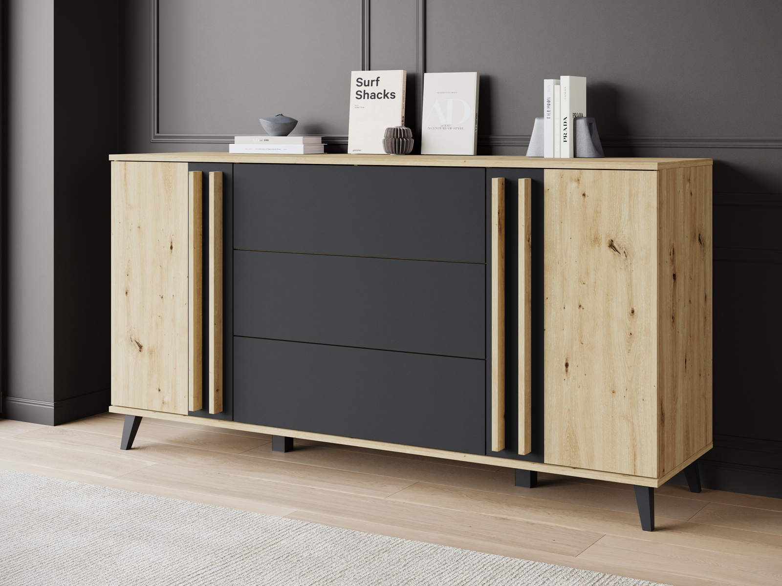 Komoda z szufladami do salonu 150 cm HOMELY dąb artisan