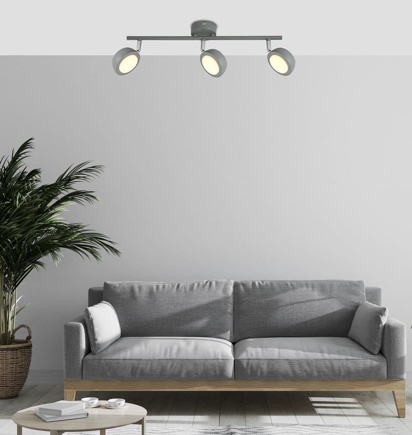 Szara lampa ścienna LED nad lustro z ciepłym światłem MILD metal