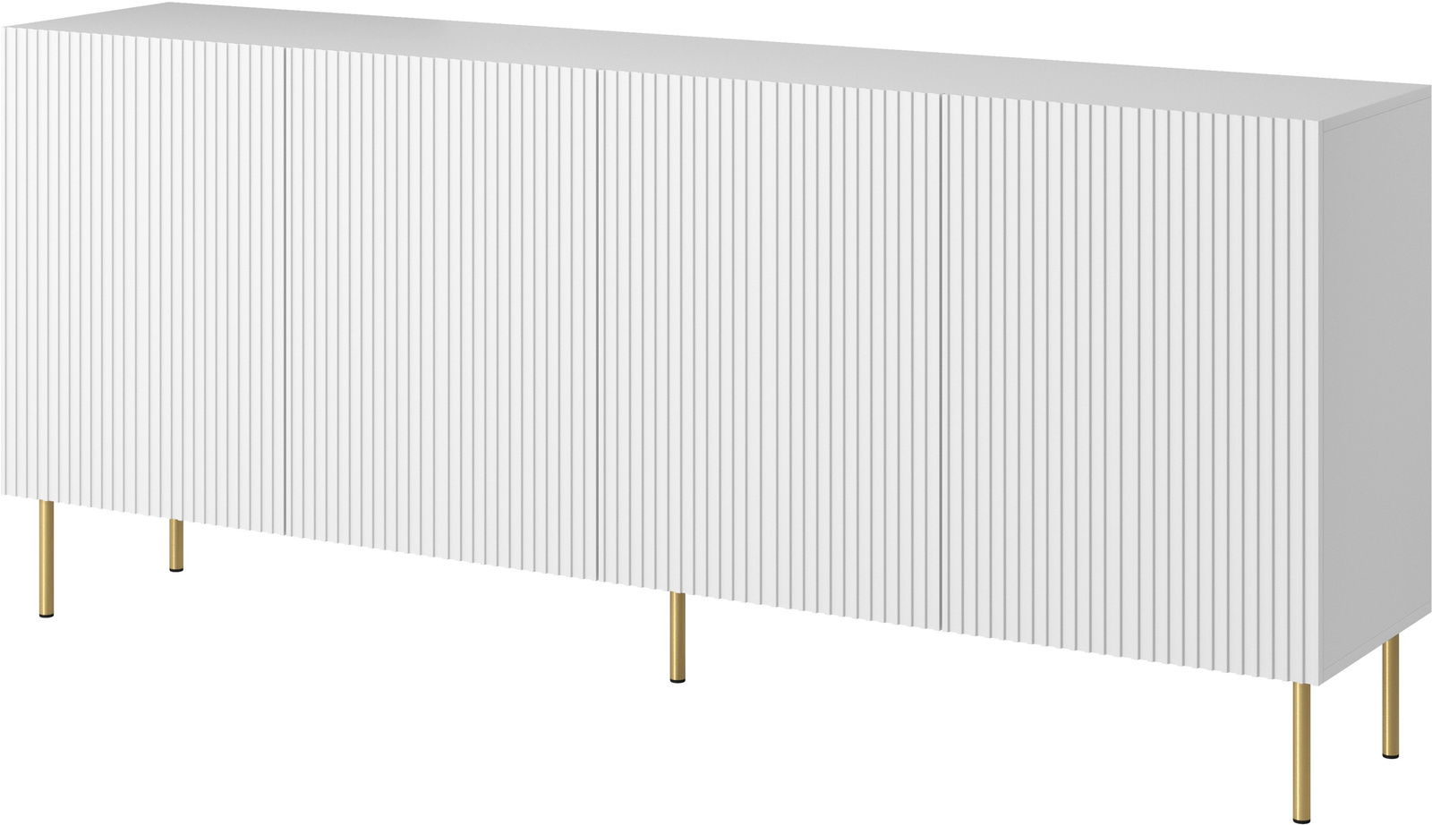 Komoda do salonu na nóżkach 200 cm czterodrzwiowa PELIO biały