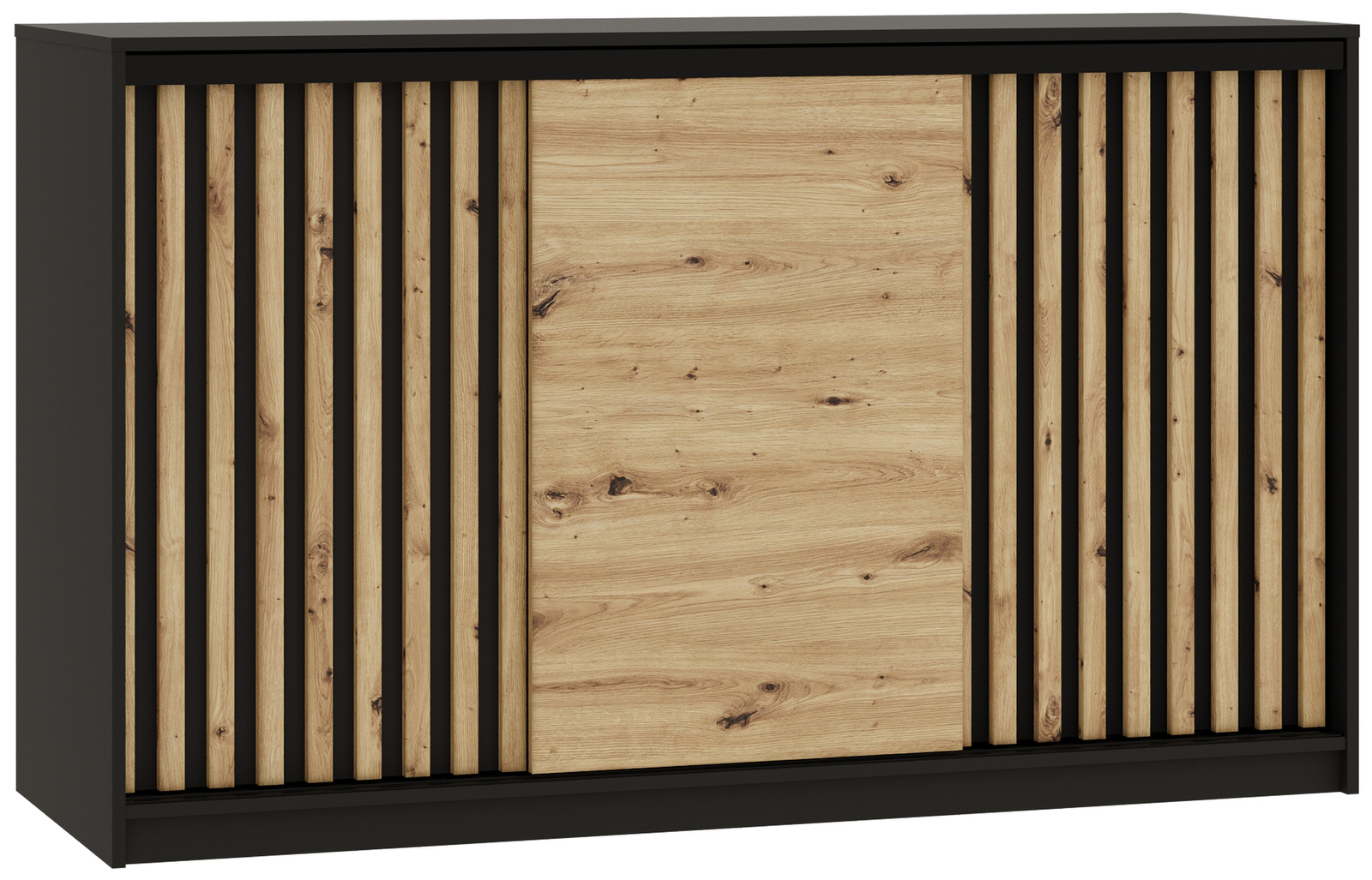 Komoda przesuwna do sypialni 160 cm z drążkami i szufladami LOFT