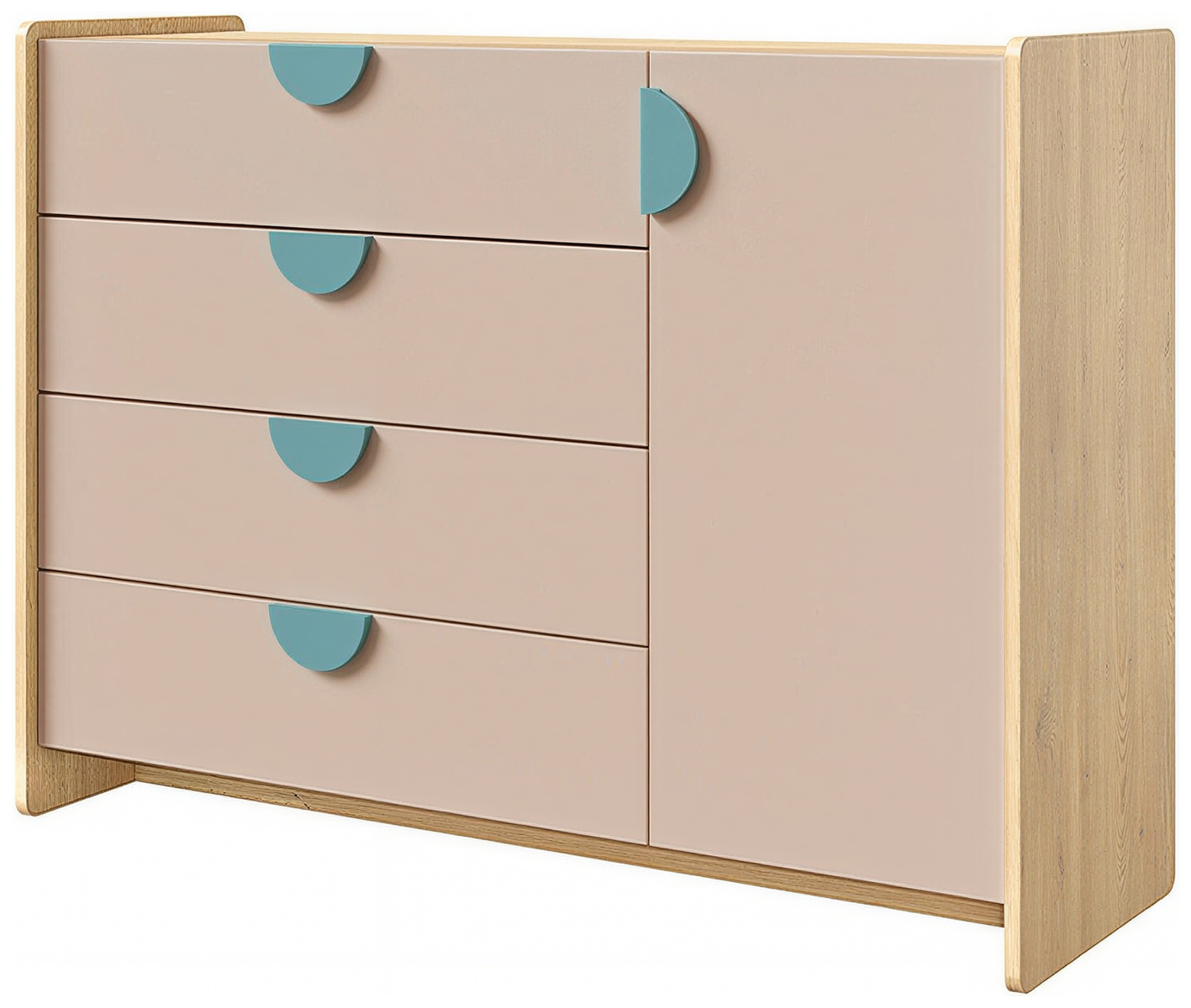 Komoda 123 cm z szufladami do pokoju dziecięcego LOLLIE dąb cremona
