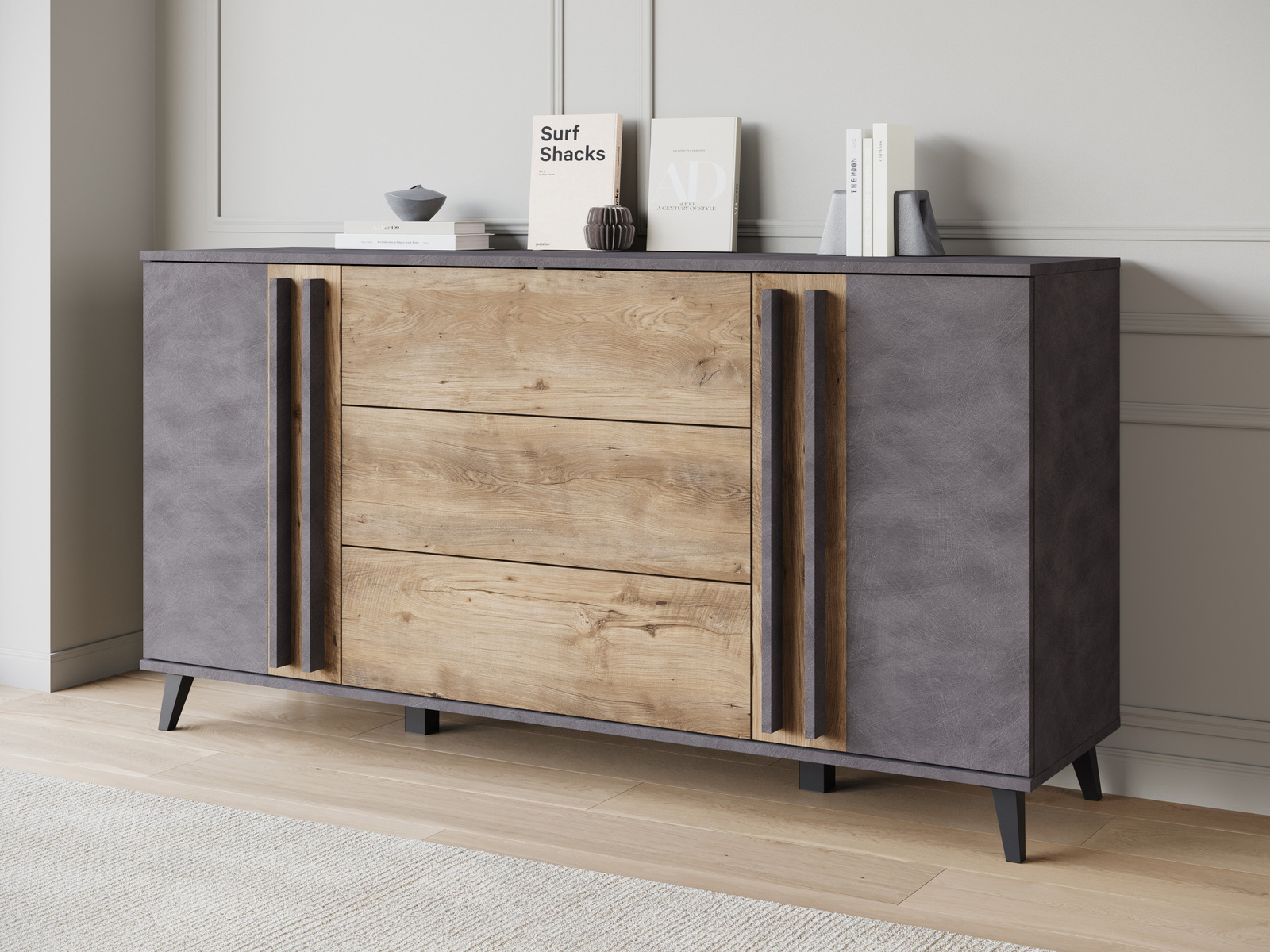 Komoda 150 cm z szufladami do salonu HOMELY matera, kasztan