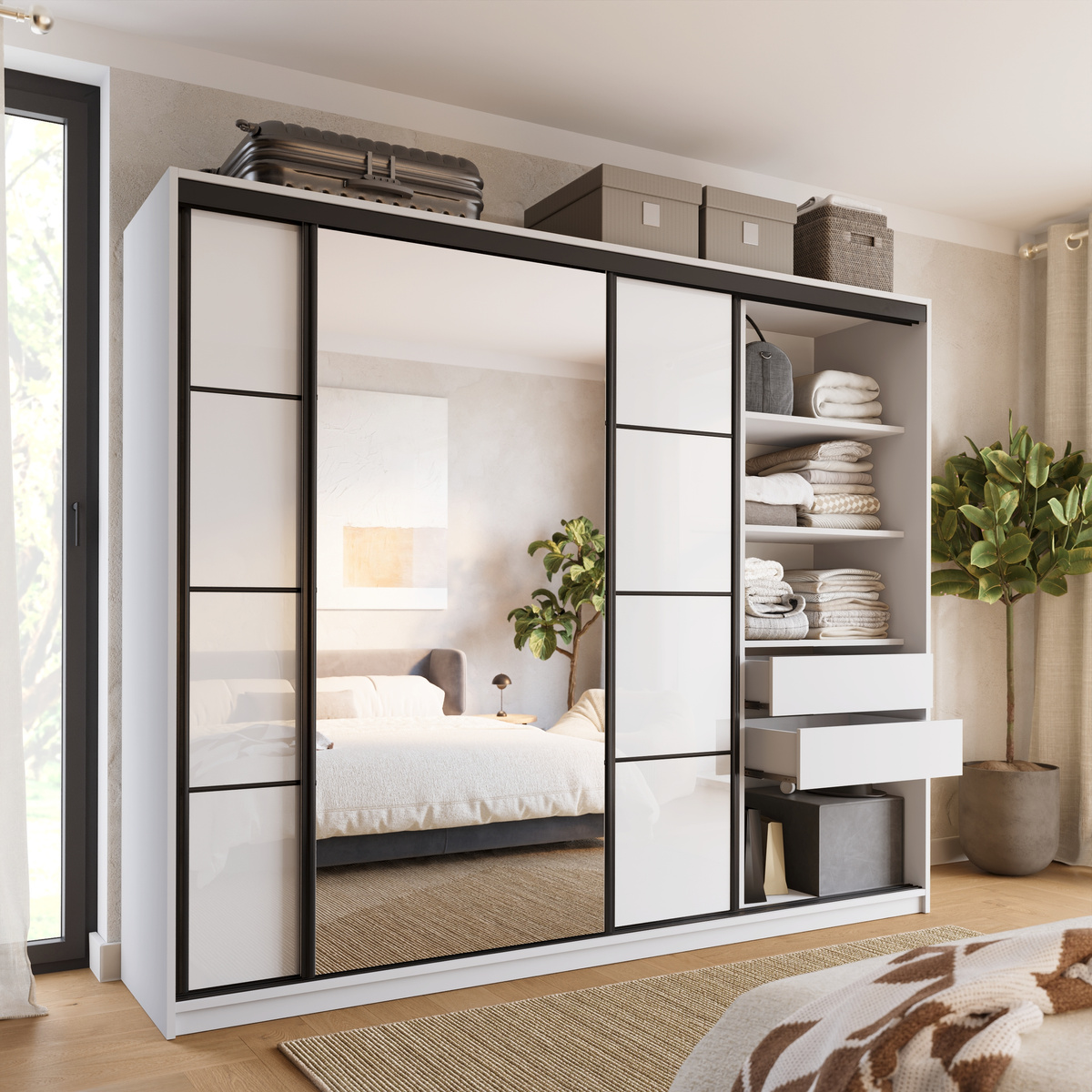 Biała szafa połysk 250 cm LOFT