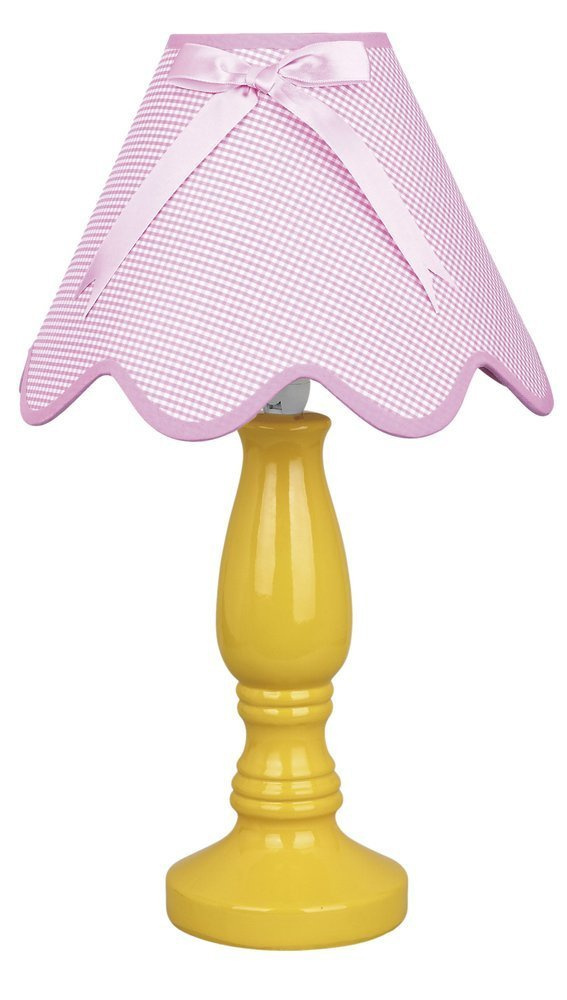 Żółto-różowa lampka stołowa nocna do sypialni LOLA