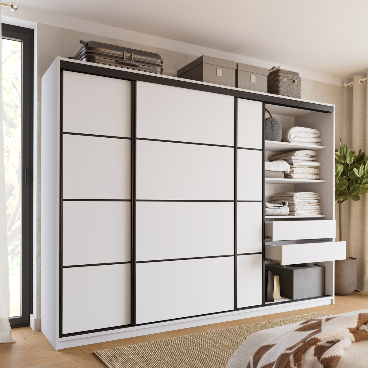 Duża biała szafa przesuwna 280 cm LOFT