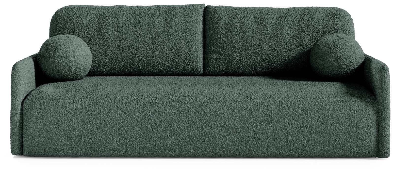 Rozkładana sofa boucle do salonu z funkcją spania zielona CLOUD