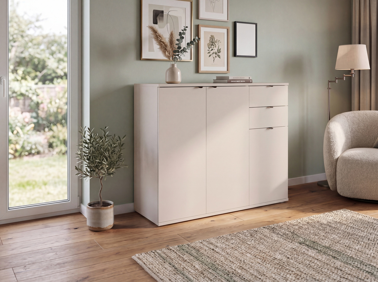 Komoda 120 cm do salonu z szufladami TENZO kaszmir
