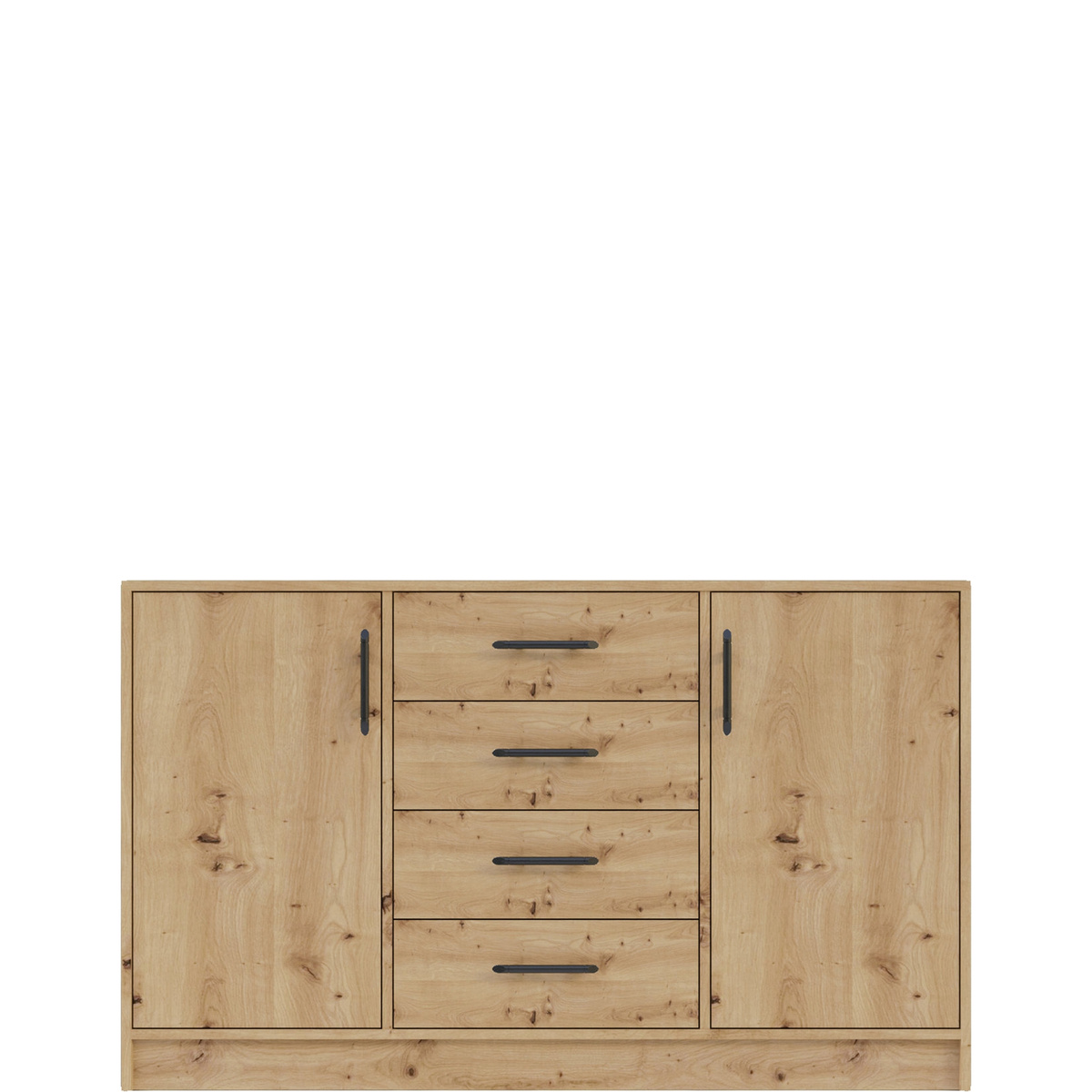 Nowoczesna komoda z szufladami i półkami 140 cm SEVAS dąb artisan