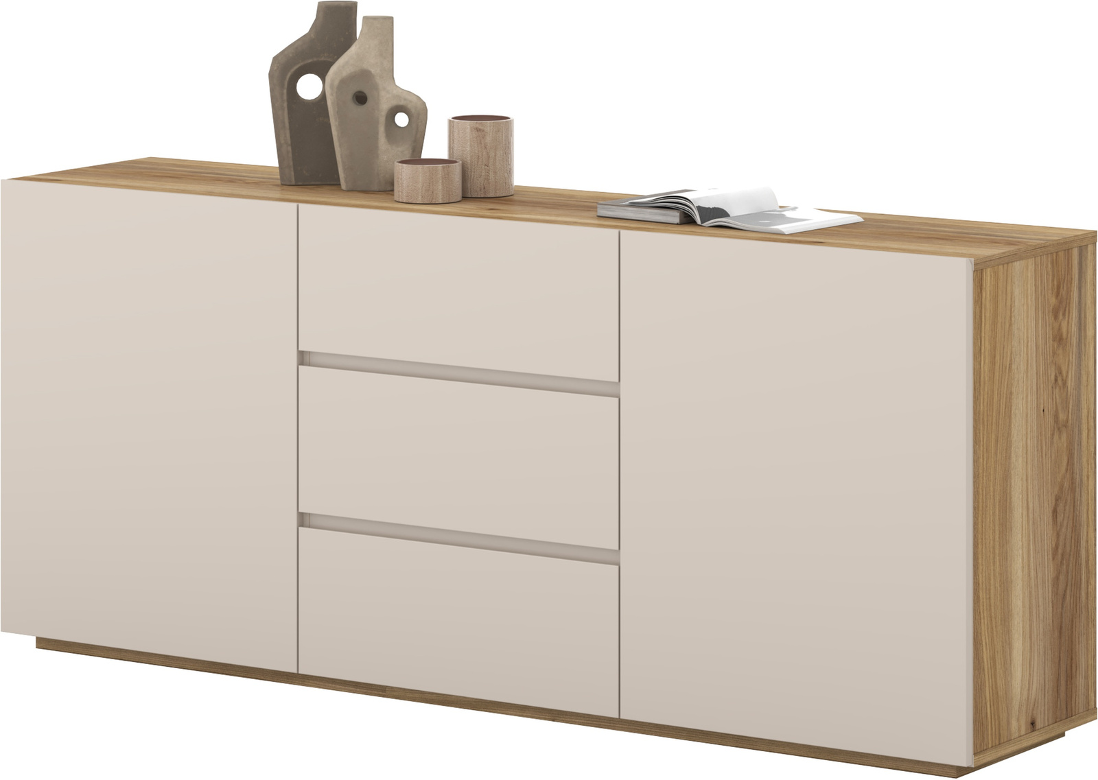 Komoda do salonu 150 cm z szufladami CRISS dwudrzwiowa kaszmir