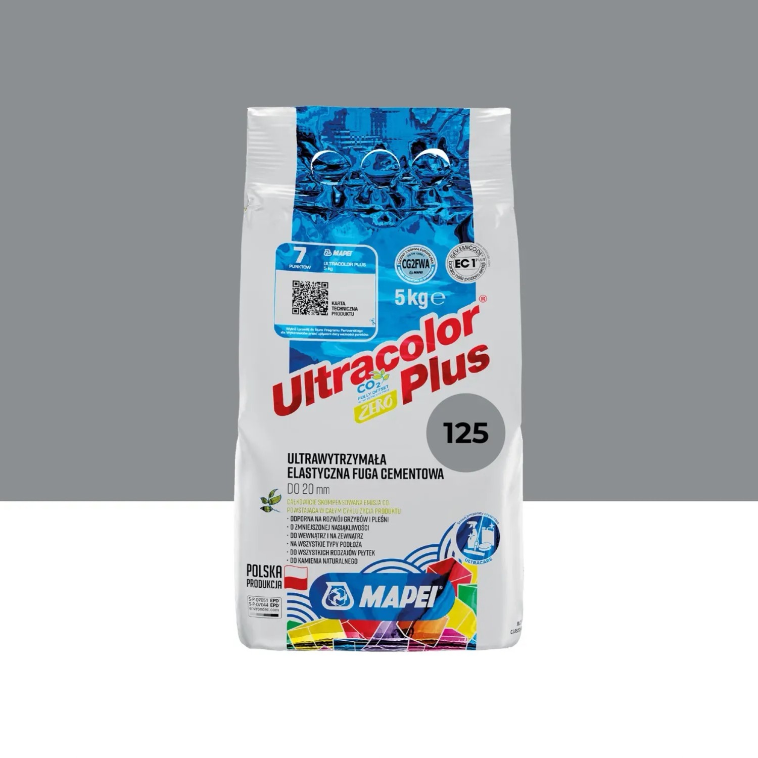 Mapei Fuga elastyczna UltraColor 125 zamkowy szary 5 kg