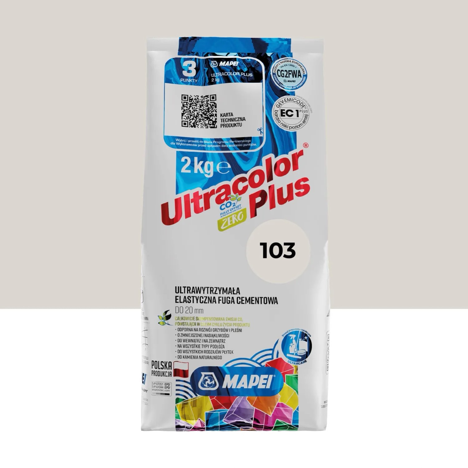 Mapei Fuga elastyczna UltraColor Plus 103 księżycowy biały 2 kg