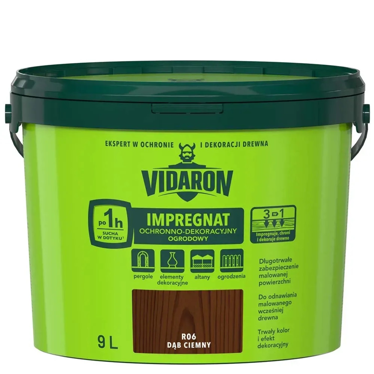 Impregnat Ogrodowy Vidaron ciemny dąb 9l