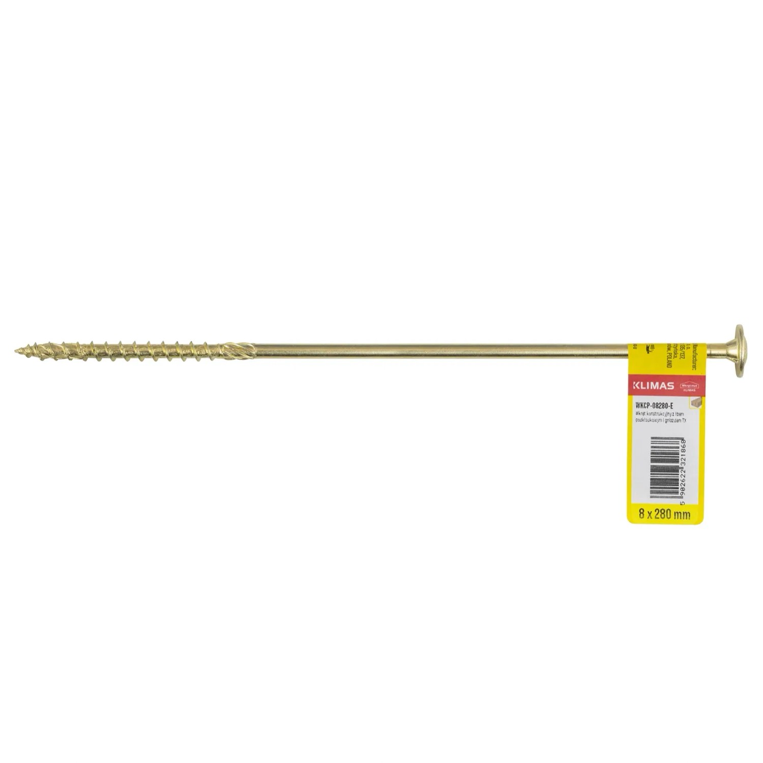 Klimas Wkręt konstrukcyjny z łbem podkładowym 8x280 mm