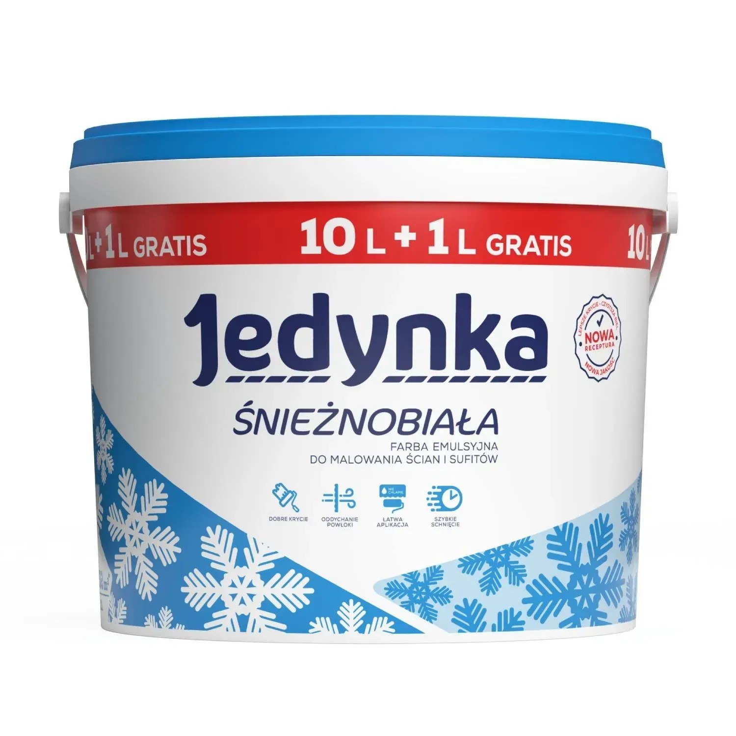 Farba do ścian i sufitów Jedynka Śnieżnobiała 10 l + 1l gratis