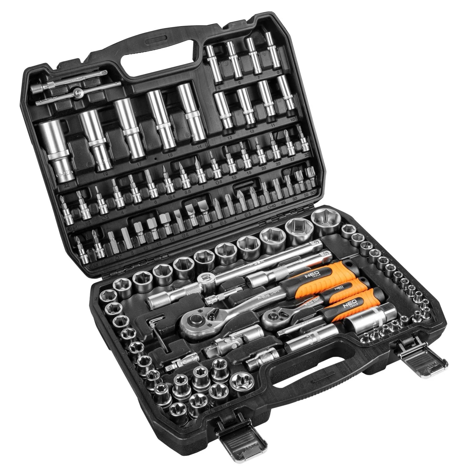 Neo Tools Zestaw kluczy nasadowych 1/2", 1/4" - 108 szt.