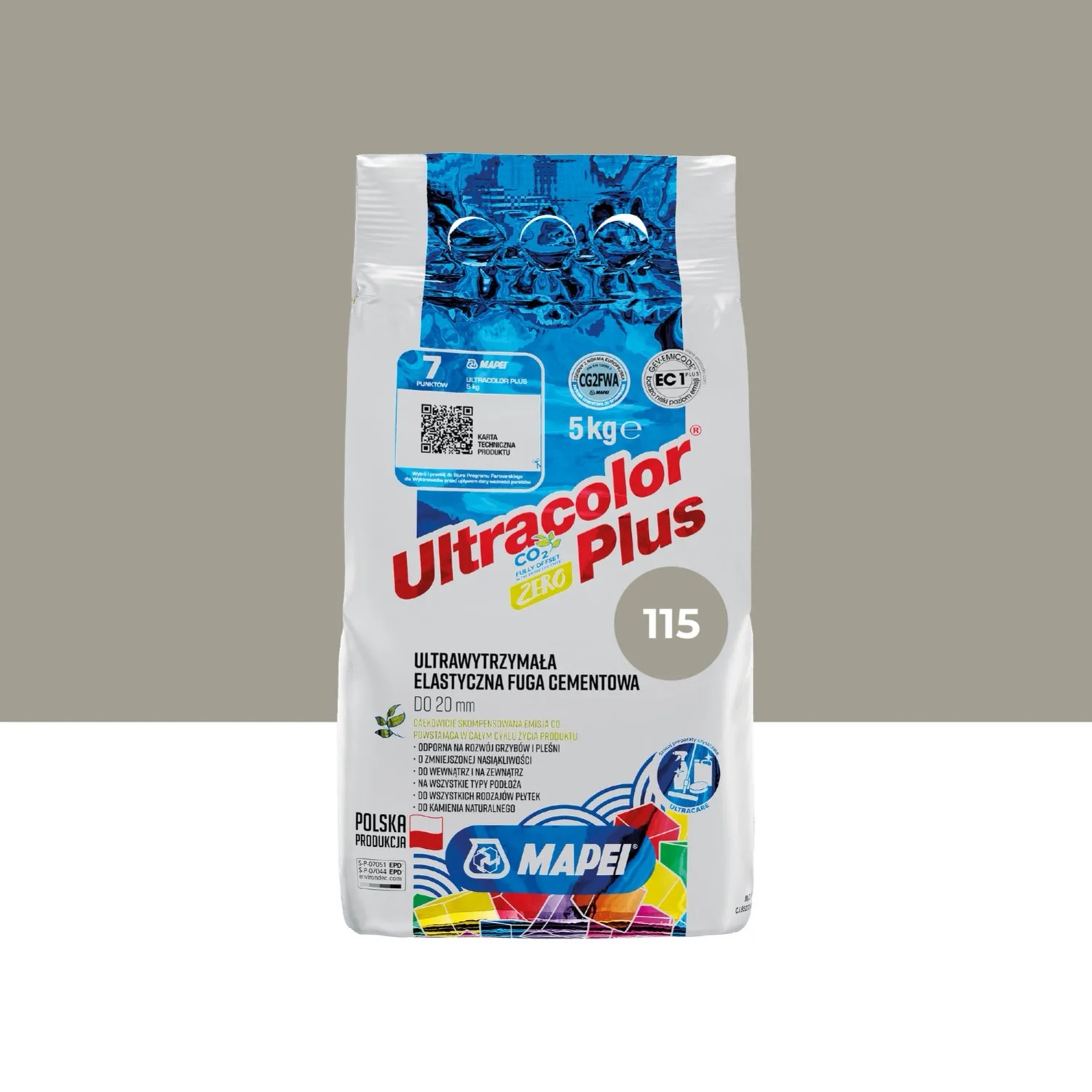 Mapei Fuga elastyczna UltraColor 115 rzeczny szary 5 kg
