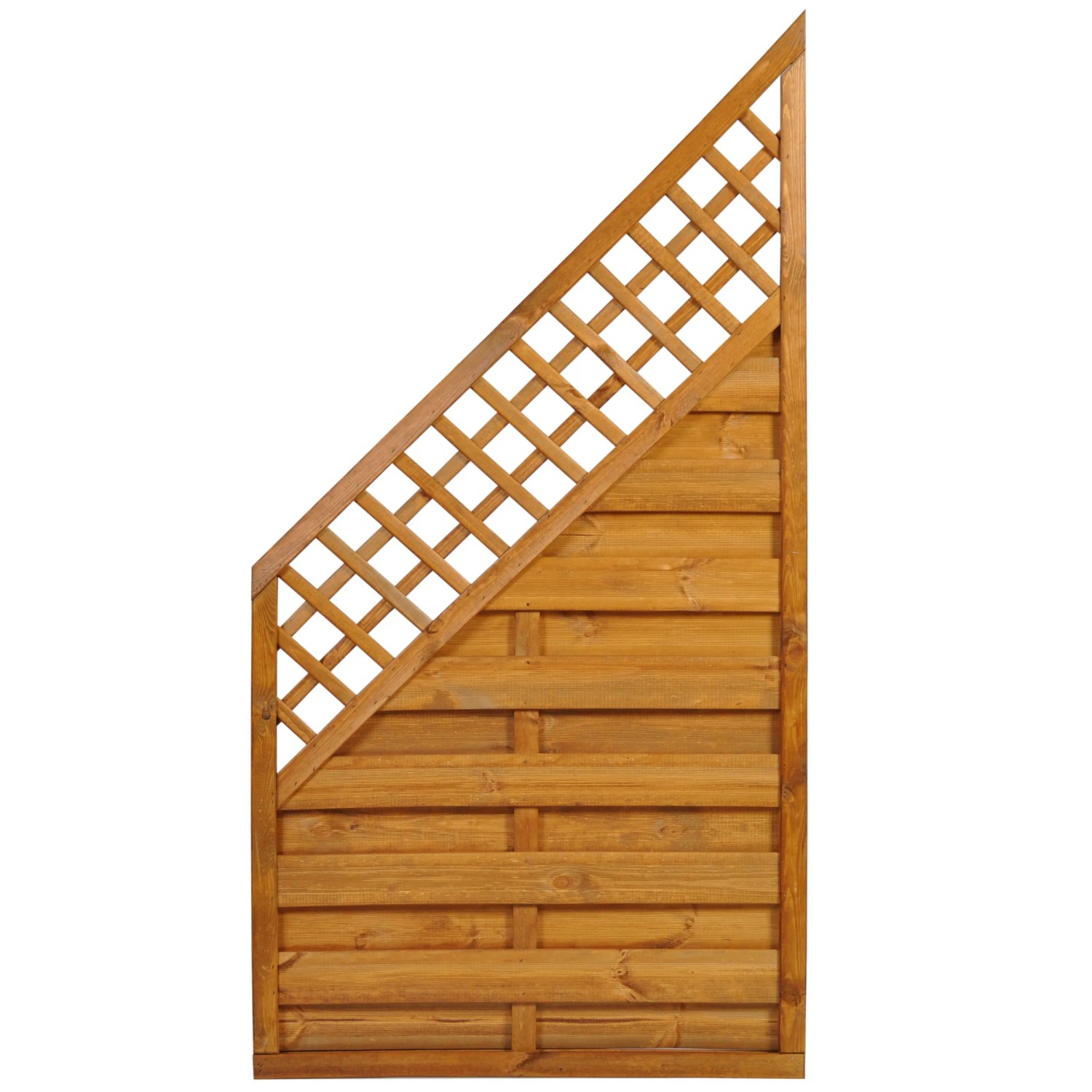 Sobex Płot ażurowy Nole końcowy skośny złoty dąb - 90 x 180/90 cm