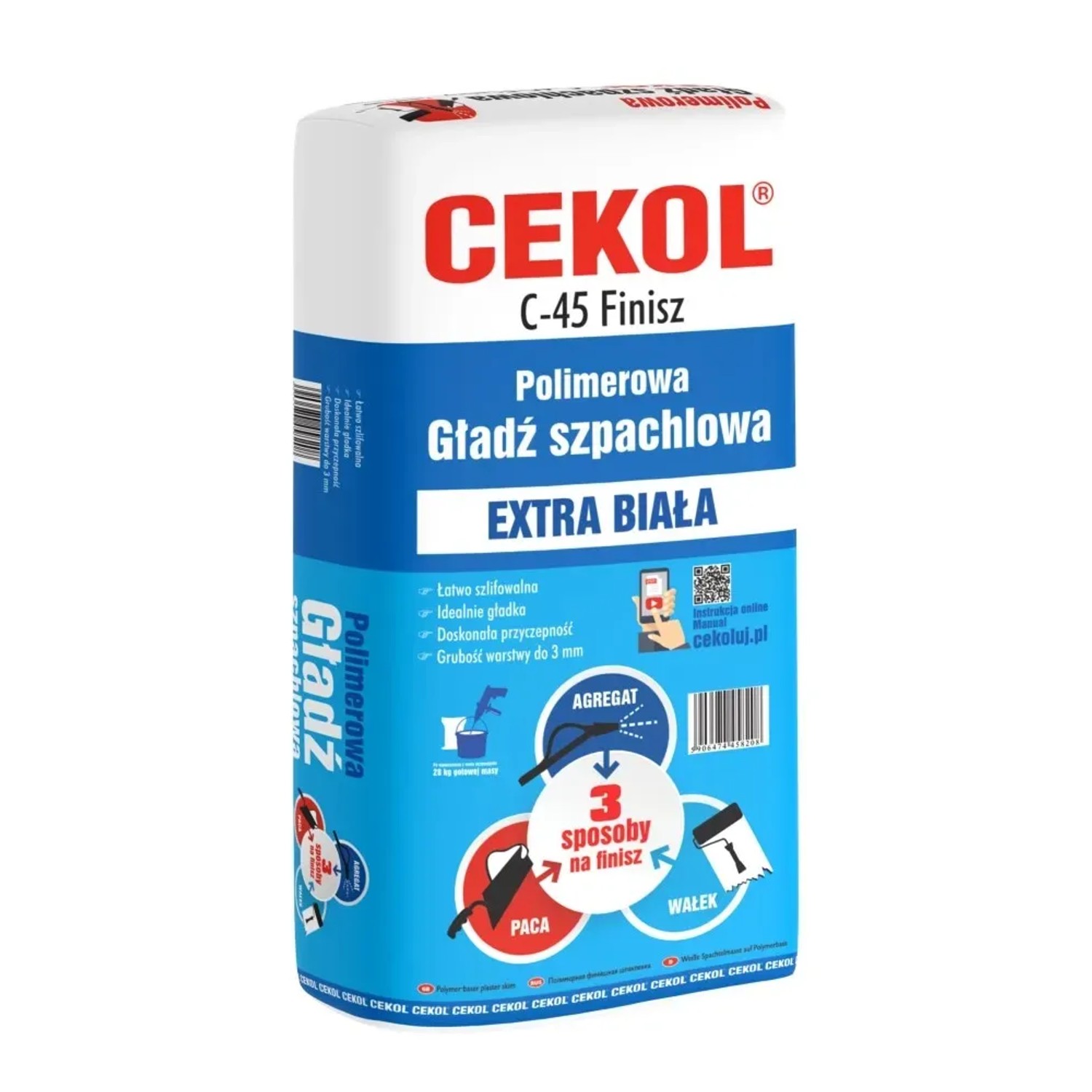 Cekol Polimerowa gładź szpachlowa C-45 Finisz 20 kg