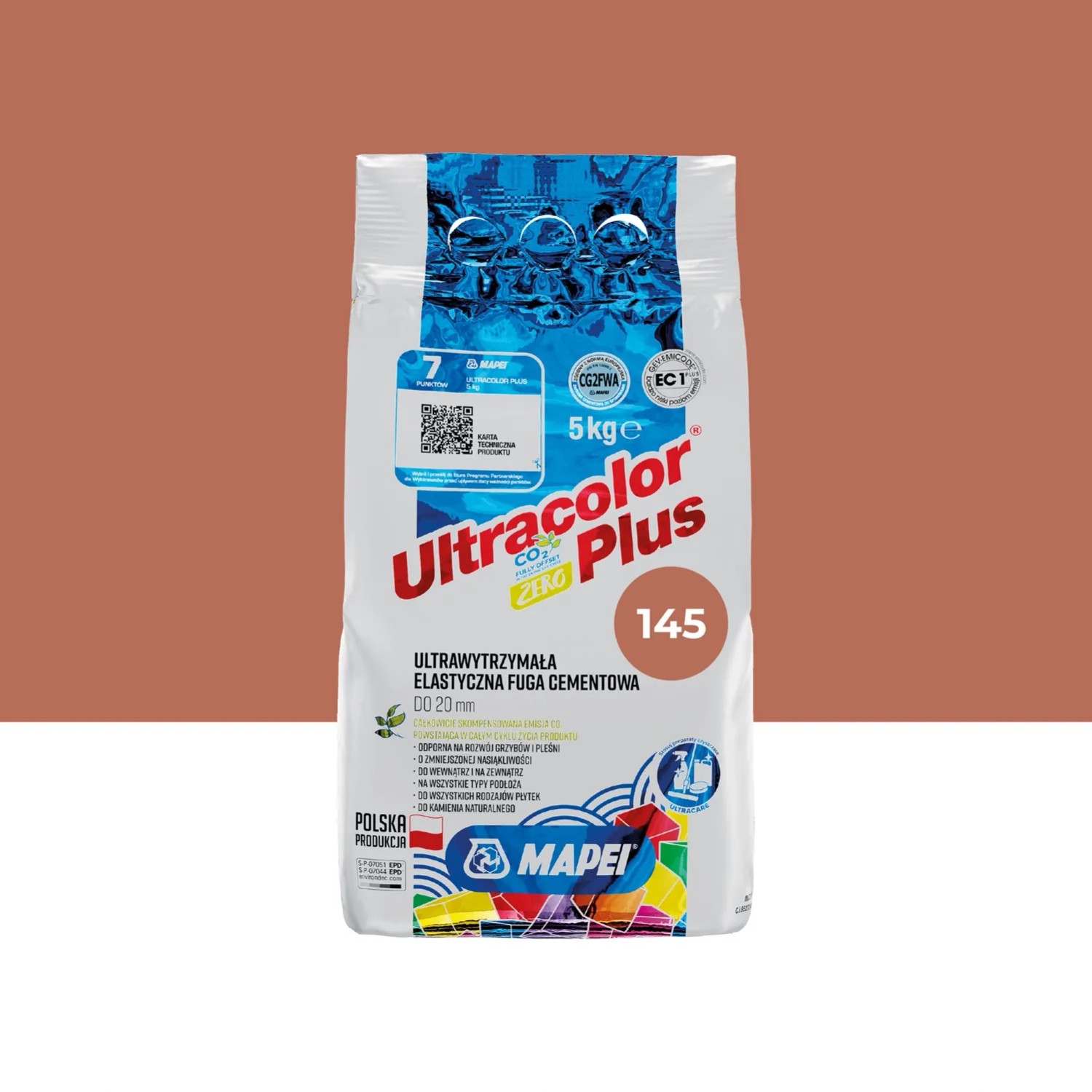 Mapei Fuga elastyczna UltraColor Plus 145 ceglasty 5 kg