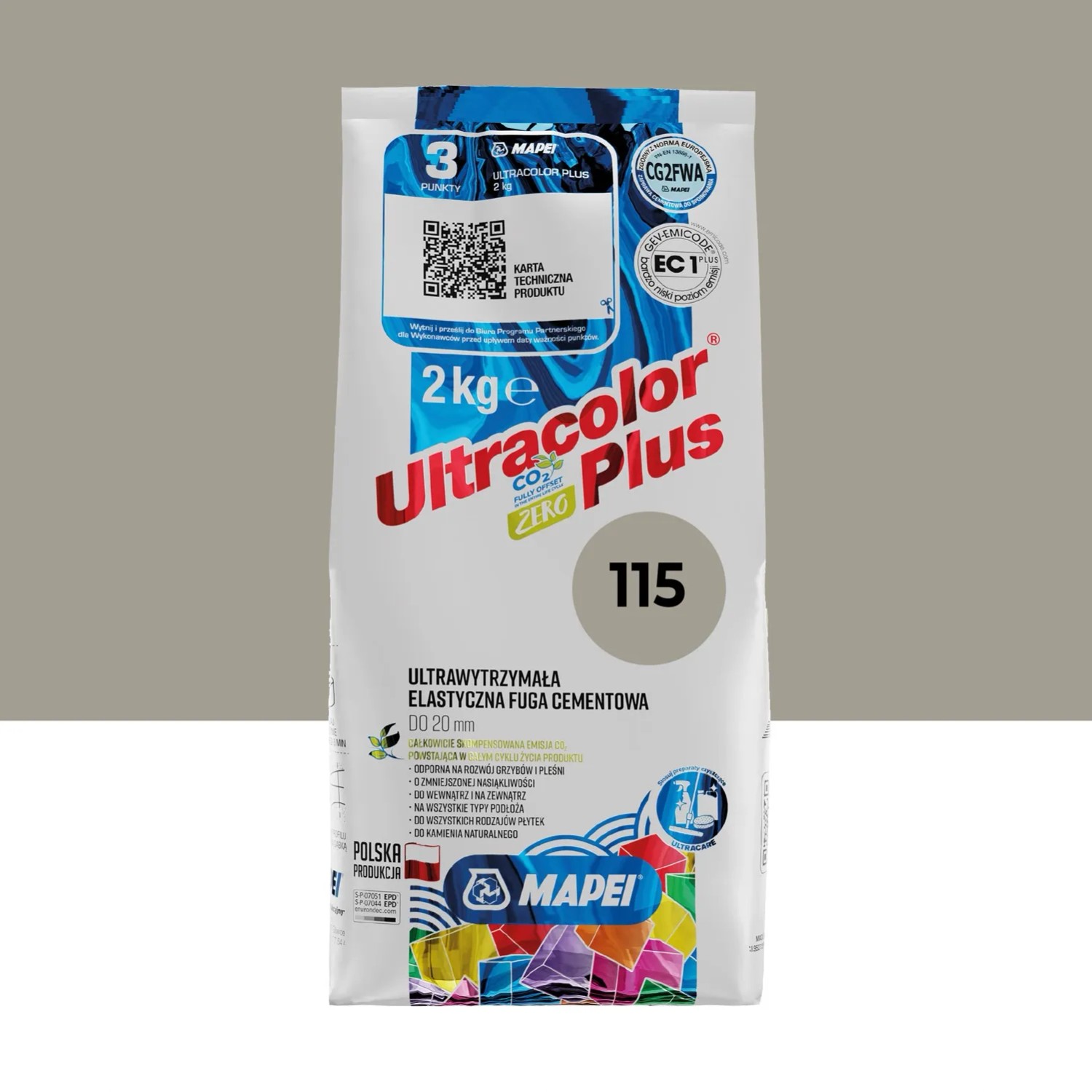 Mapei Fuga elastyczna Ultra Color 115 rzeczny szary 2 kg