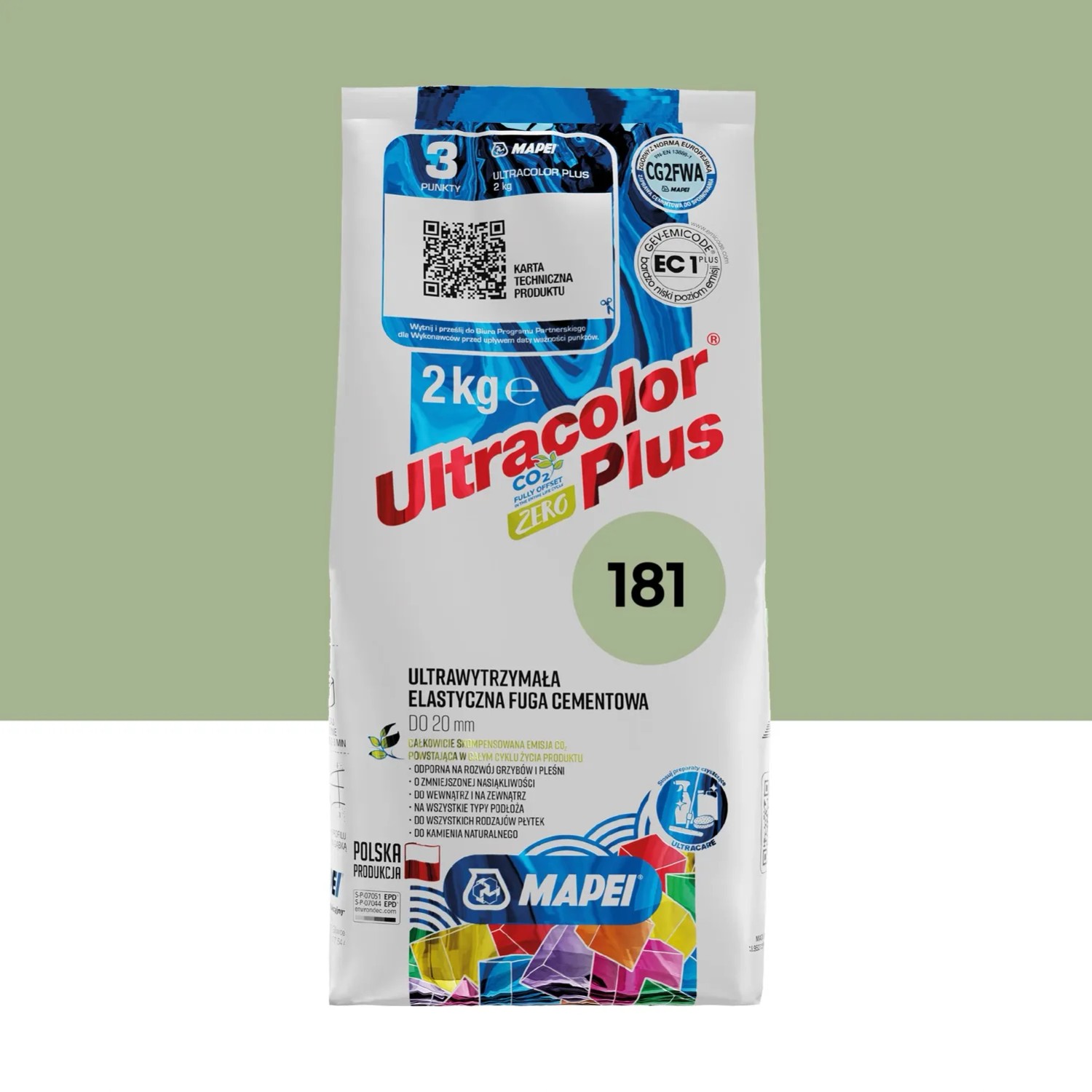 Mapei Fuga elastyczna UltraColor Plus 181 zielona 2kg