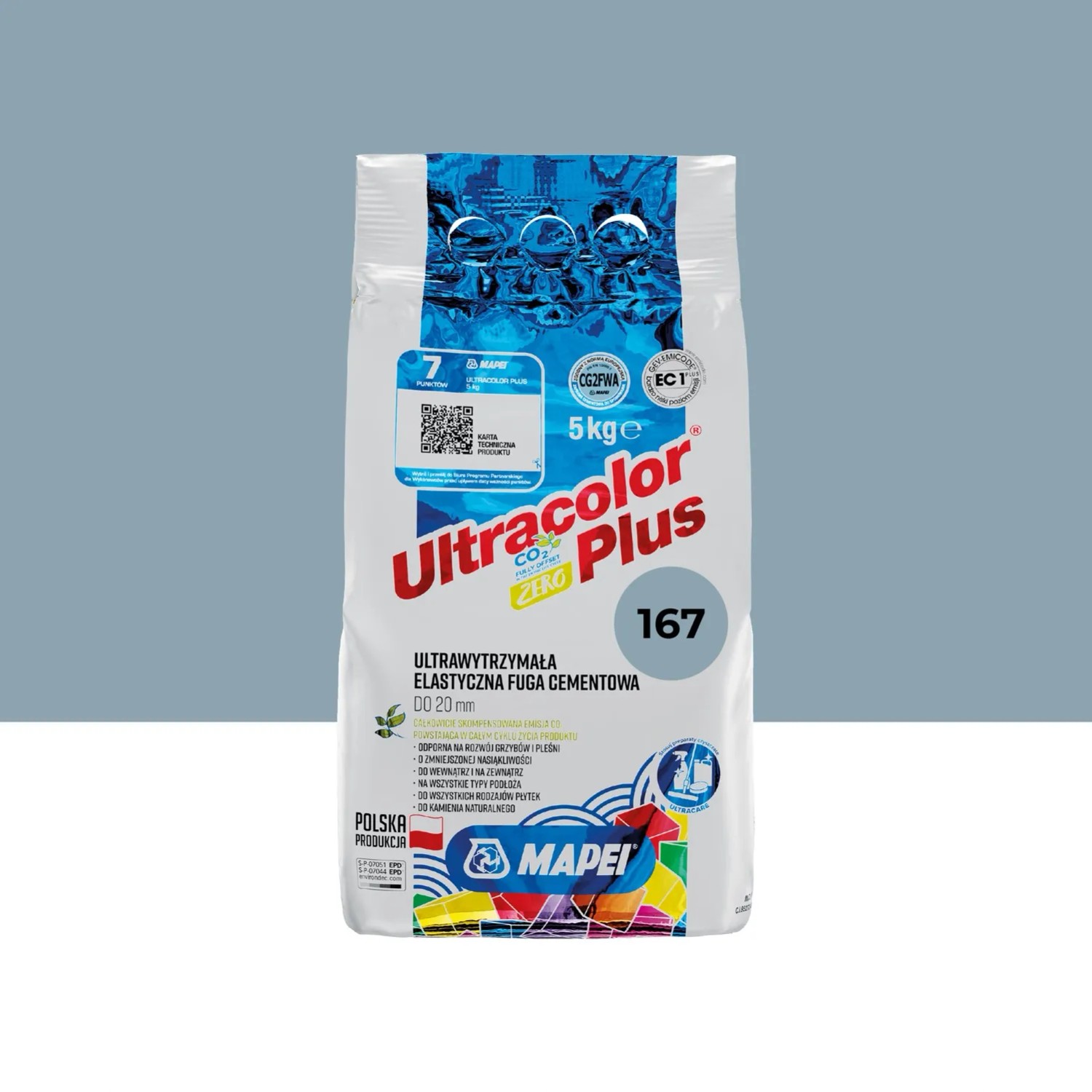 Mapei Fuga elastyczna UltraColor 167 niebieski avio 5 kg