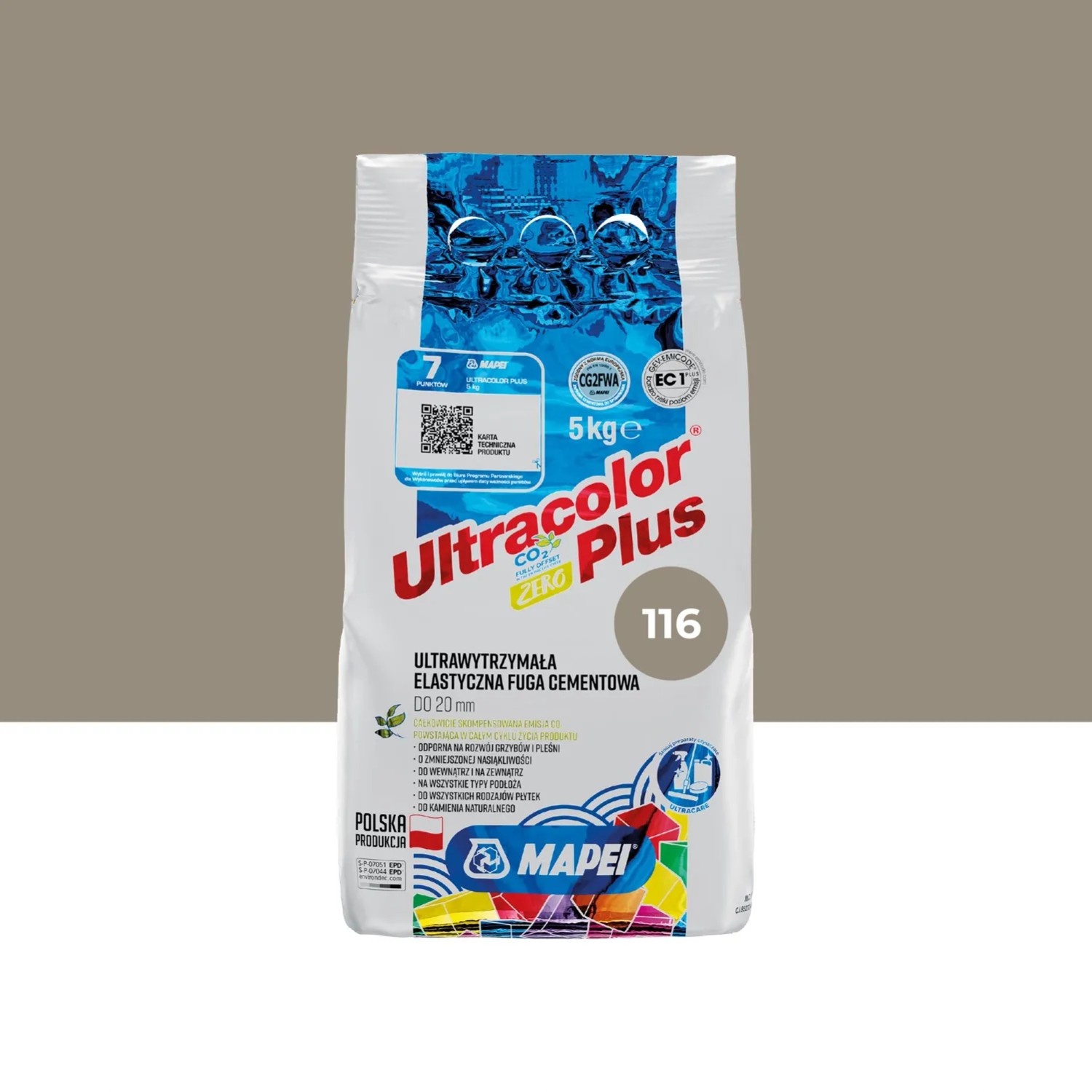Mapei Fuga elastyczna UltraColor 116 szałwiowy szary 5 kg