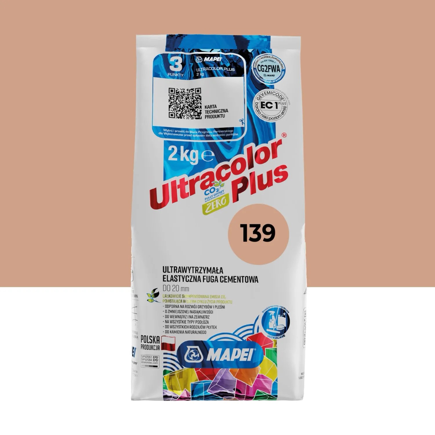 Mapei Fuga elastyczna Ultra Color 139 pudrowy róż 2 kg