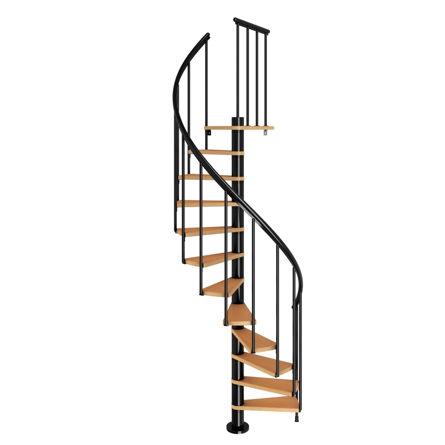 Dolle Schody spiralne Calgary 140, 11 stopni+podest, antracyt+buk, wys. 280,8 cm