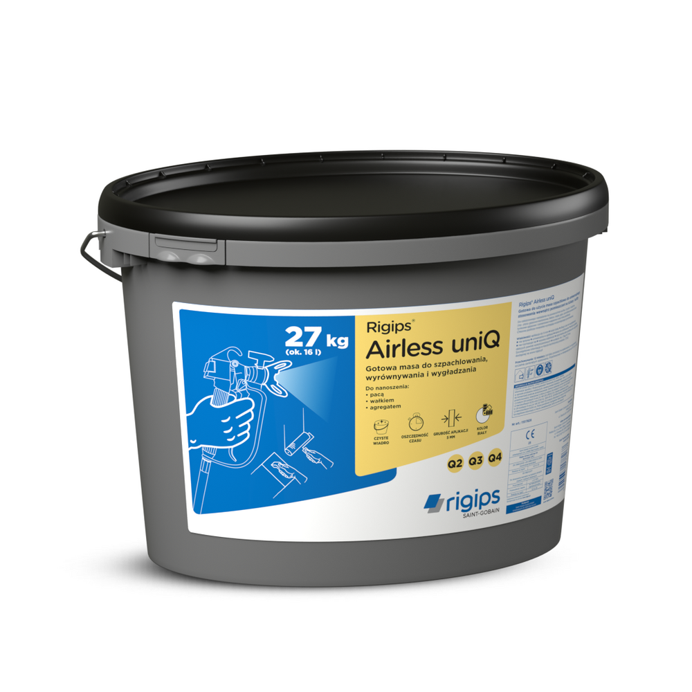 RIGIPS AIRLESS UNIQ 27KG GOTOWA MASA SZPACHLOWA GŁADŹ Q2-Q4