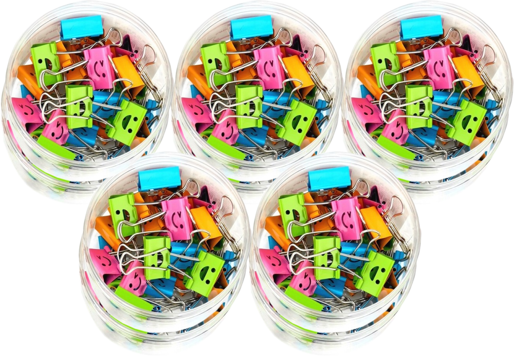 10x Klip biurowy D.Rect, buźki, 25mm, 48 sztuk, mix kolorów