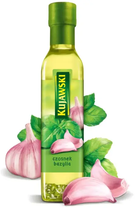 Olej Kujawski, czosnek i bazylia, 250ml