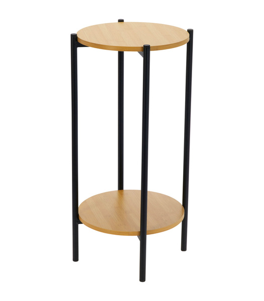 Kwietnik metalowy czarny 2 drewniane półki 31x61cm
