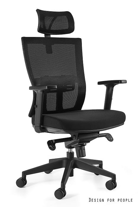 Fotel biurowy Unique LINK, ergonomiczny, siatka/tkanina, czarny