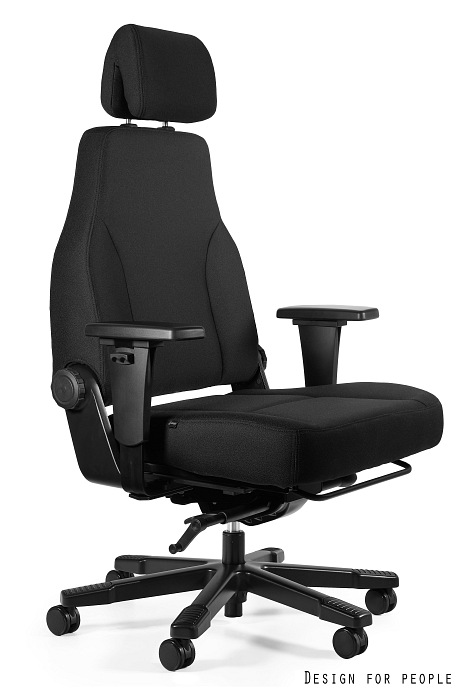 Fotel biurowy Premium TURBO 24/7, ergonomiczny, obrotowy, regulowane podłokietniki, tkanina, czarny Unique