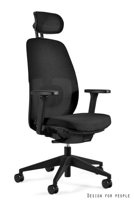 Fotel biurowy Popfit, ergonomiczny, siatka/tkanina czarny lub biały Unique
