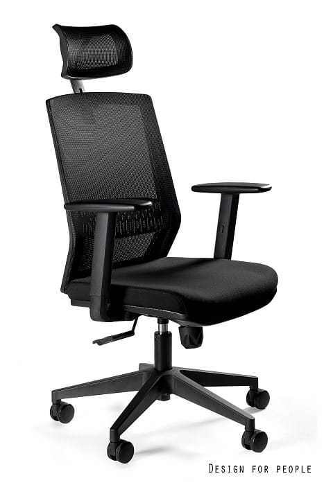 Fotel biurowy Unique ESTA, ergonomiczny, czarny siatka i tkanina