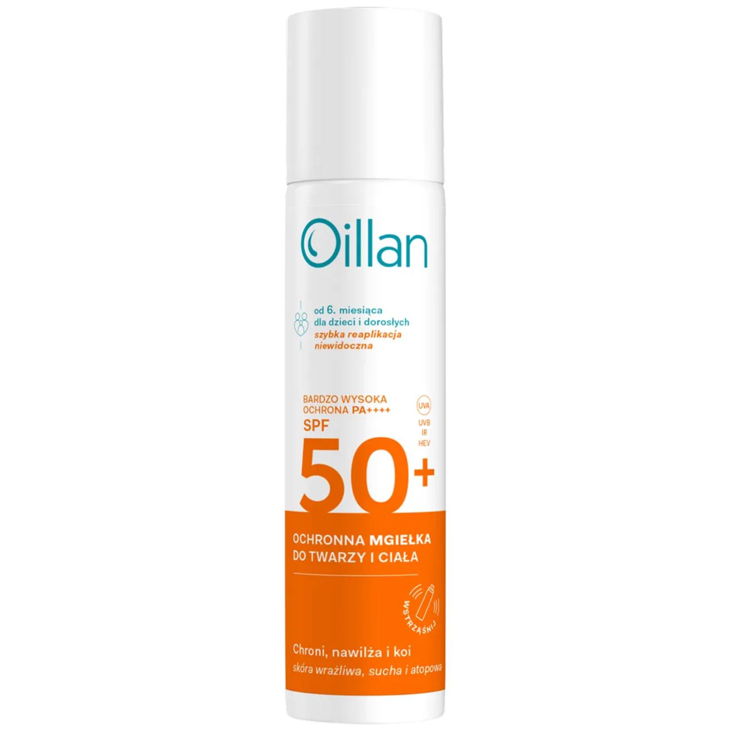 Oillan sun - ochronna mgiełka do twarzy i ciała, od 6 miesiąca, spf 50+, 75 ml