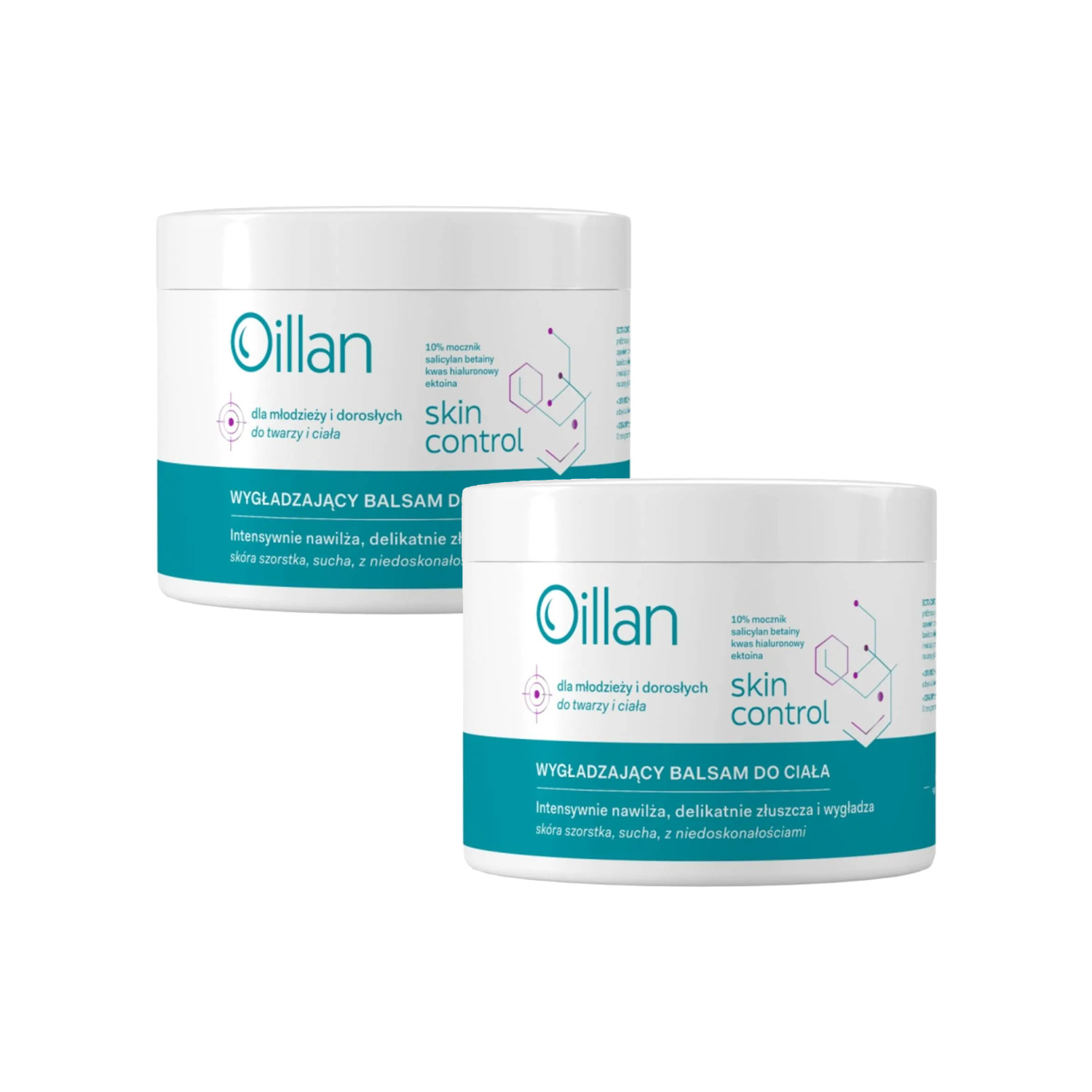 Zestaw: 2x oillan skin control - wygładzający balsam nawilżający do ciała i twarzy z 10% mocznikiem, 500 ml