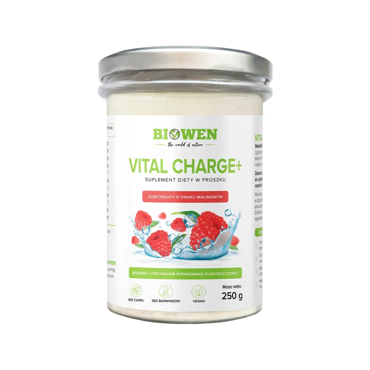 Biowen elektrolity vital charge+, smak malinowy, 250 g