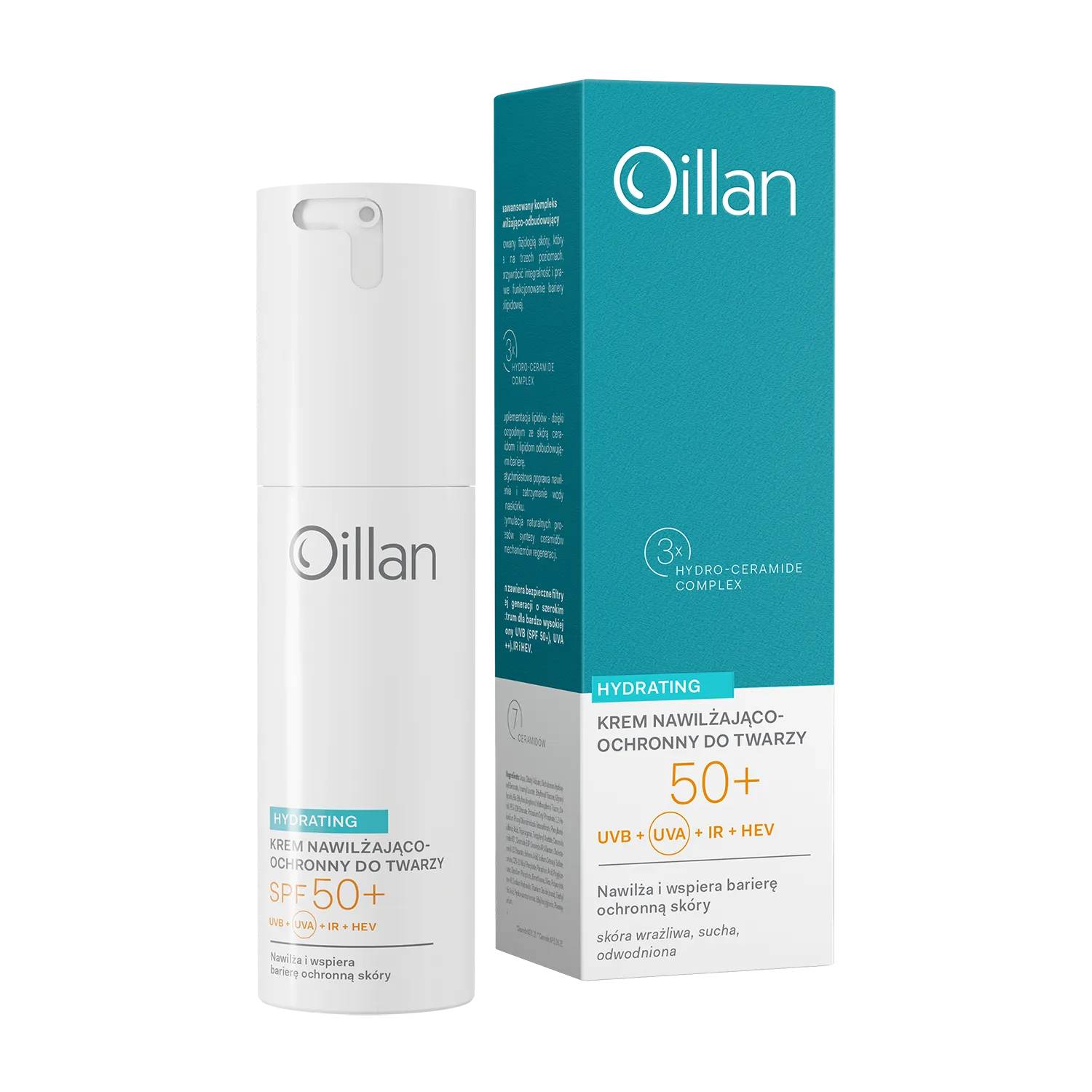 Oillan hydrating - krem nawilżająco-ochronny do twarzy, spf 50+, 50 ml