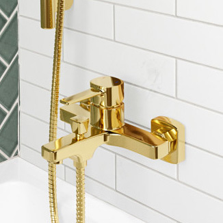 Invena Glamour bateria wannowo-prysznicowa ścienna złoty połysk BW-02-009 - Wysyłka w 24h