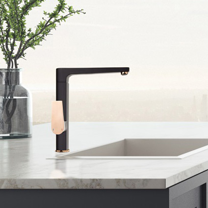 Invena Midnight Trend bateria kuchenna stojąca czarny mat/różowe złoto BZ-35-014
