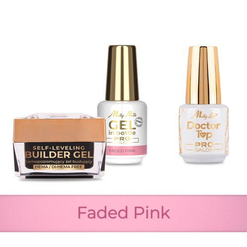 Molly Nails PRO MATCH SYSTEM 2+1 Faded Pink 2 żele budujące + Doctor Top 15g GRATIS