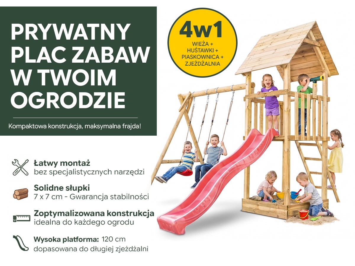 Plac zabaw do ogrodu dla dzieci Alex z podwójną huśtawką