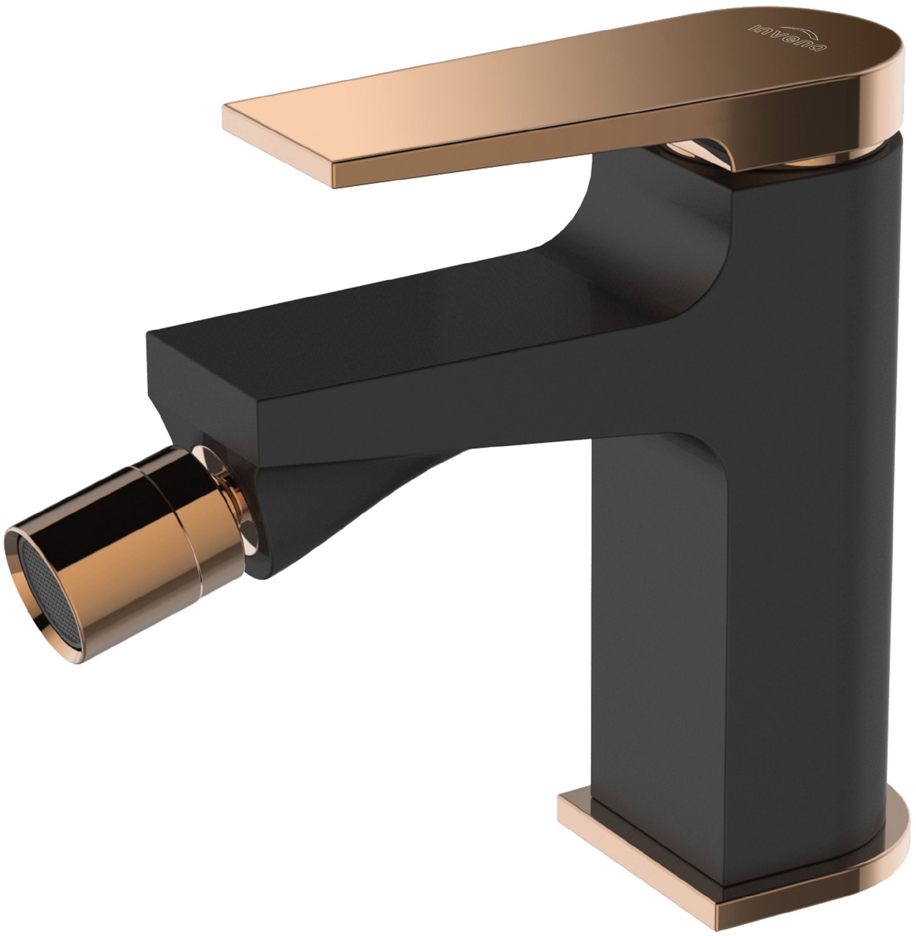Invena Midnight Trend bateria bidetowa stojąca czarny mat/różowe złoto BB-35-014