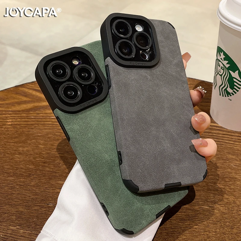 Matowe miękkie skórzane etui do iPhone'a 08