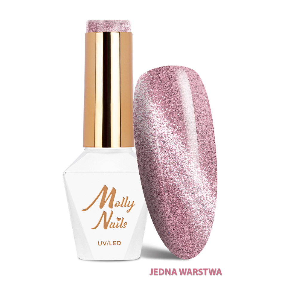 Lakier hybrydowy LED/UV Gel Polish Cat Eye Womanity Nr 441 Lipstick Molly Nails HEMA/Di-HEMA Free 8g